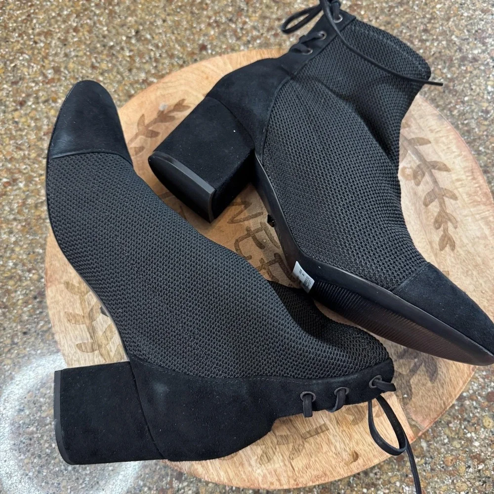 Schutz Emilia Ankle Boot 10B Black Knit Suede 2.5